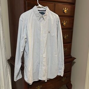 Polo by Ralph Lauren Light Blue and White Striped Button-Down Shirt